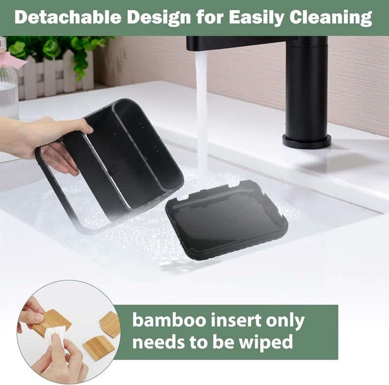 Chintu Toothbrush Holders Bathroom Countertop Organizer-Electric Tooth Brushing Holder 6 Slots Toothbrush Caddy for Counter Organization Kids Family Toothpaste Holder for Vanity Storage Black - Image 3